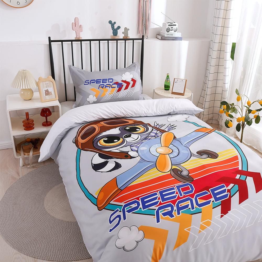 3D Cartoon Animal Speed Race Quilt Cover Set Bedding Set Duvet Cover Pillowcases 189- Jess Art Decoration