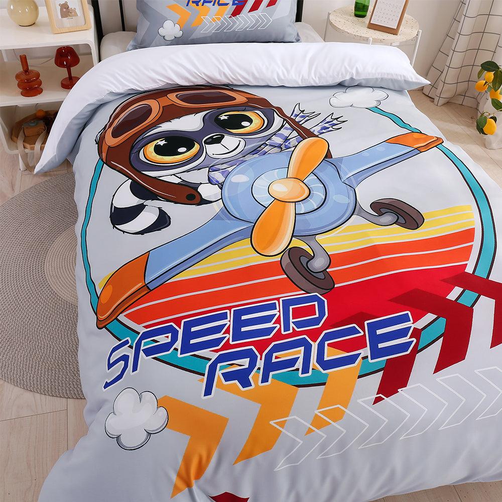 3D Cartoon Animal Speed Race Quilt Cover Set Bedding Set Duvet Cover Pillowcases 189- Jess Art Decoration