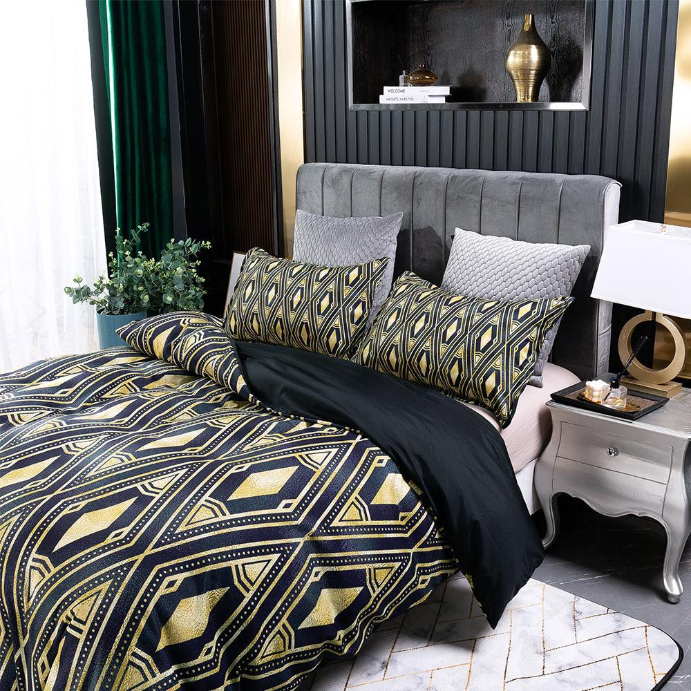3D Abstract Black Geometry Quilt Cover Set Bedding Set Duvet Cover Pillowcases 172- Jess Art Decoration
