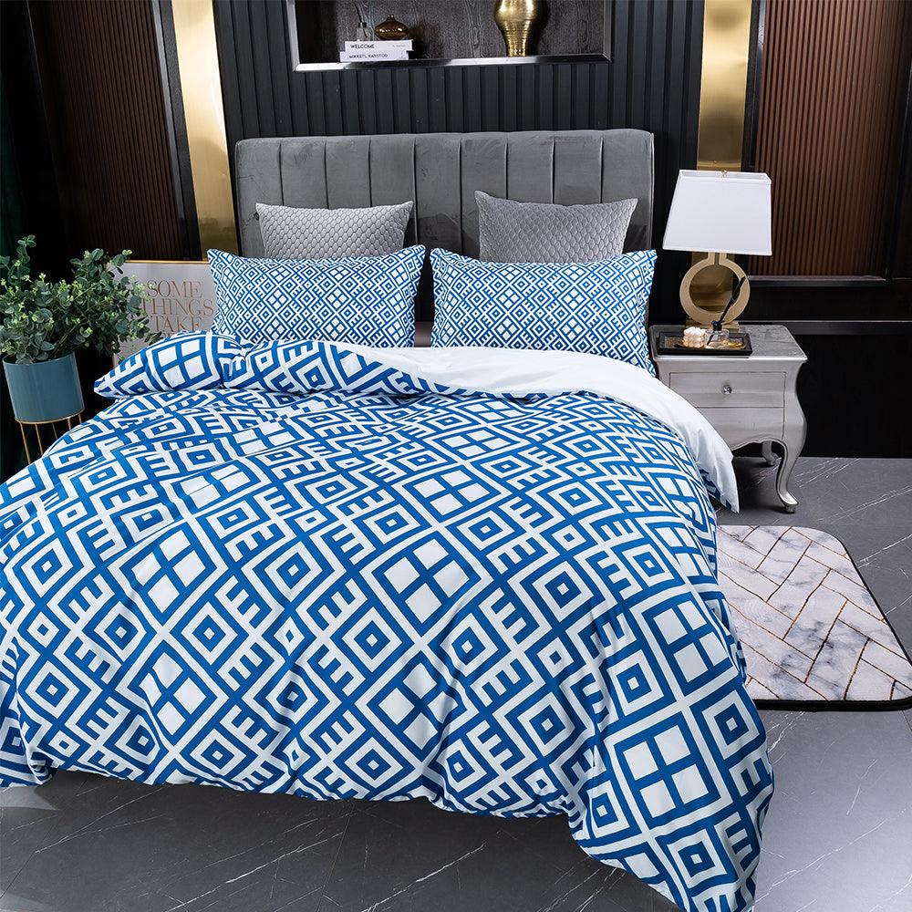 3D Abstract Blue Geometry Quilt Cover Set Bedding Set Duvet Cover Pillowcases 174- Jess Art Decoration
