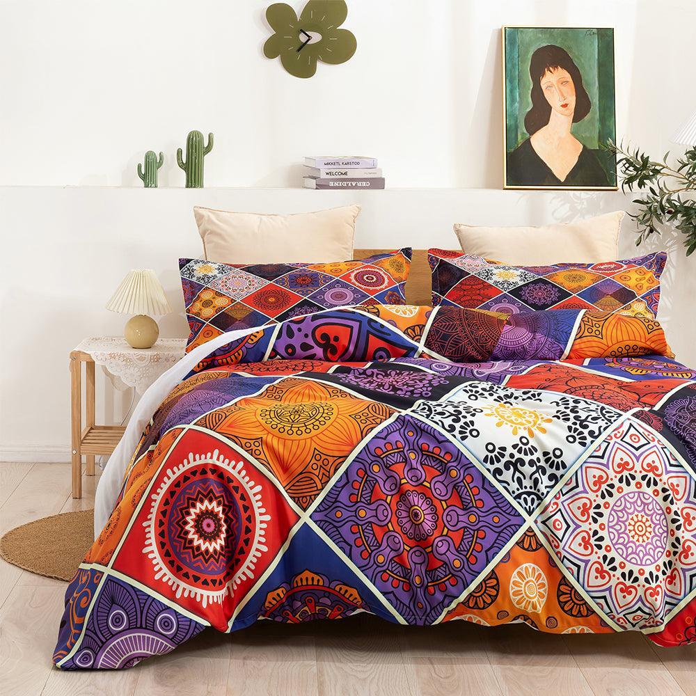 3D Vintage Colorful Bohemia Floral Pattern Quilt Cover Set Bedding Set Duvet Cover Pillowcases LXL- Jess Art Decoration