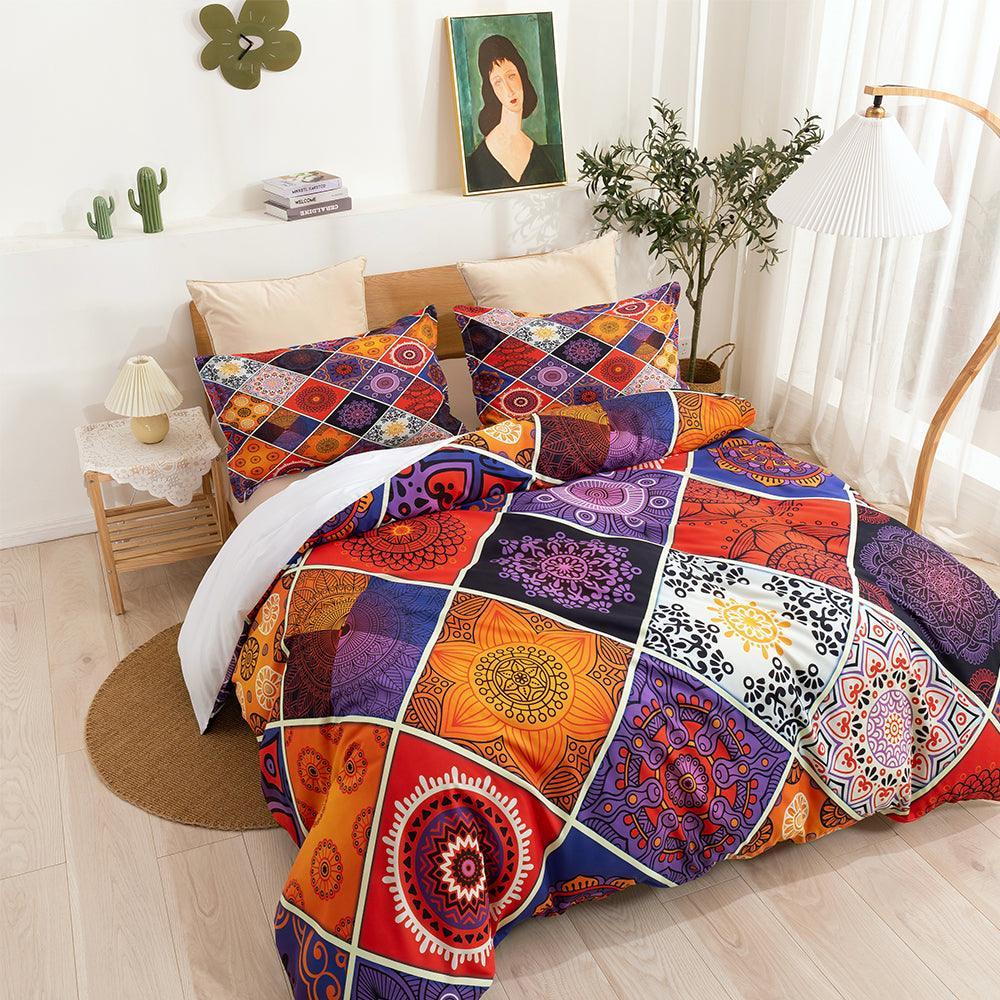 3D Vintage Colorful Bohemia Floral Pattern Quilt Cover Set Bedding Set Duvet Cover Pillowcases LXL- Jess Art Decoration