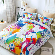 3D Hand Drawn Graffiti Colorful Sports Football Player Quilt Cover Set Bedding Set Duvet Cover Pillowcases LXL- Jess Art Decoration