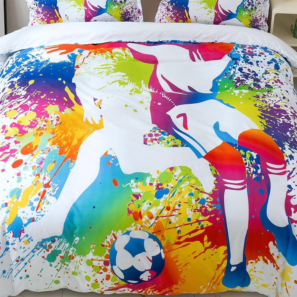 3D Hand Drawn Graffiti Colorful Sports Football Player Quilt Cover Set Bedding Set Duvet Cover Pillowcases LXL- Jess Art Decoration