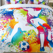 3D Hand Drawn Graffiti Colorful Sports Football Player Quilt Cover Set Bedding Set Duvet Cover Pillowcases LXL- Jess Art Decoration