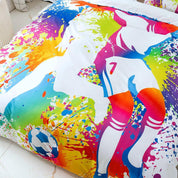 3D Hand Drawn Graffiti Colorful Sports Football Player Quilt Cover Set Bedding Set Duvet Cover Pillowcases LXL- Jess Art Decoration