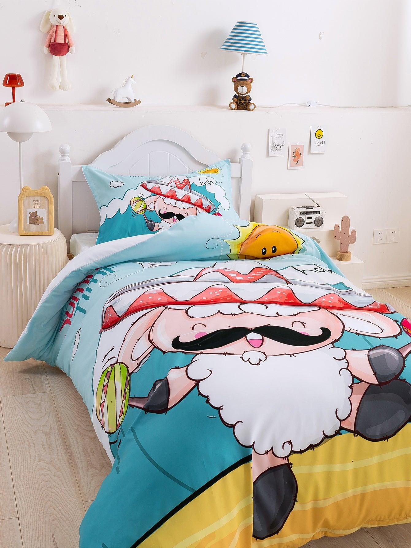 3D Cartoon Animal Sheep Quilt Cover Set Bedding Set Duvet Cover Pillowcases 348- Jess Art Decoration
