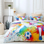 3D Hand Drawn Graffiti Colorful Sports Football Player Quilt Cover Set Bedding Set Duvet Cover Pillowcases LXL- Jess Art Decoration