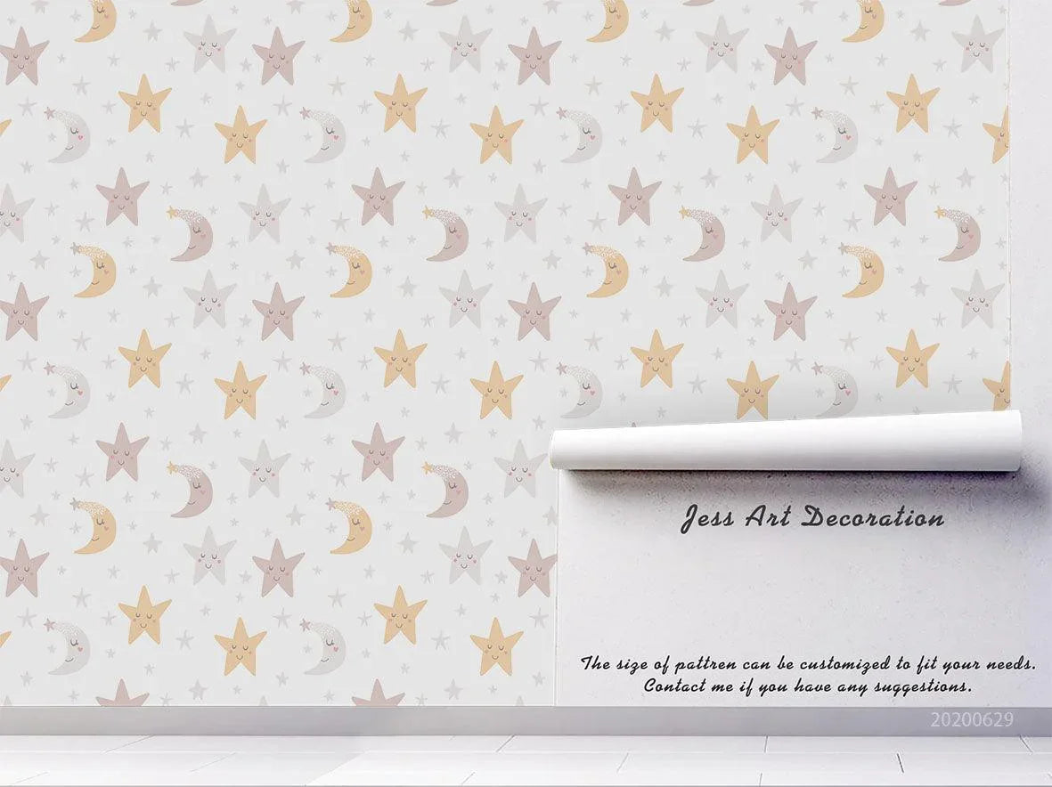 3D Cartoon Moon Star Pattern Wall Mural Wallpaper LXL 308- Jess Art Decoration