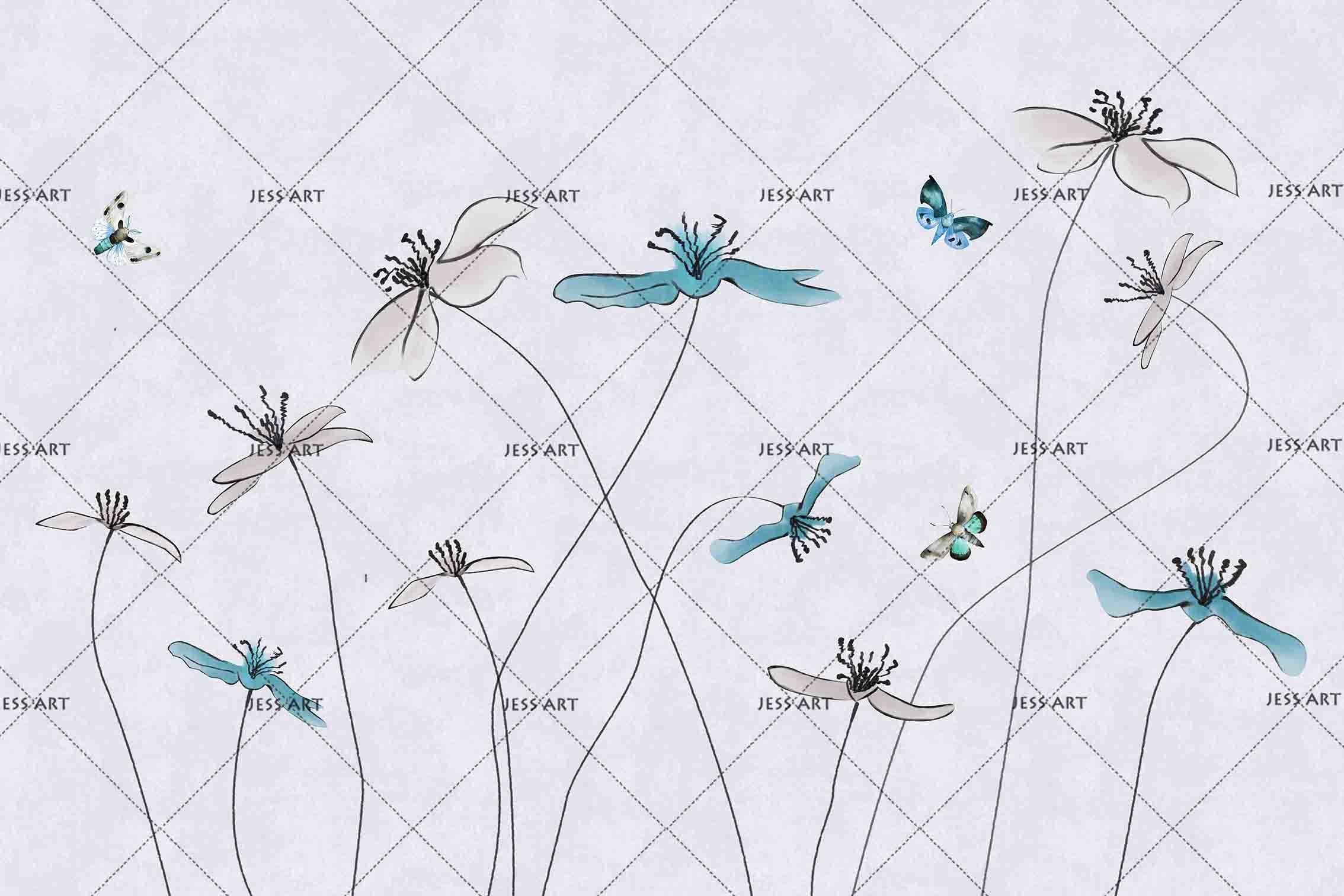 3D Abstract Lotus Butterfly Wall Mural Wallpaper 42- Jess Art Decoration