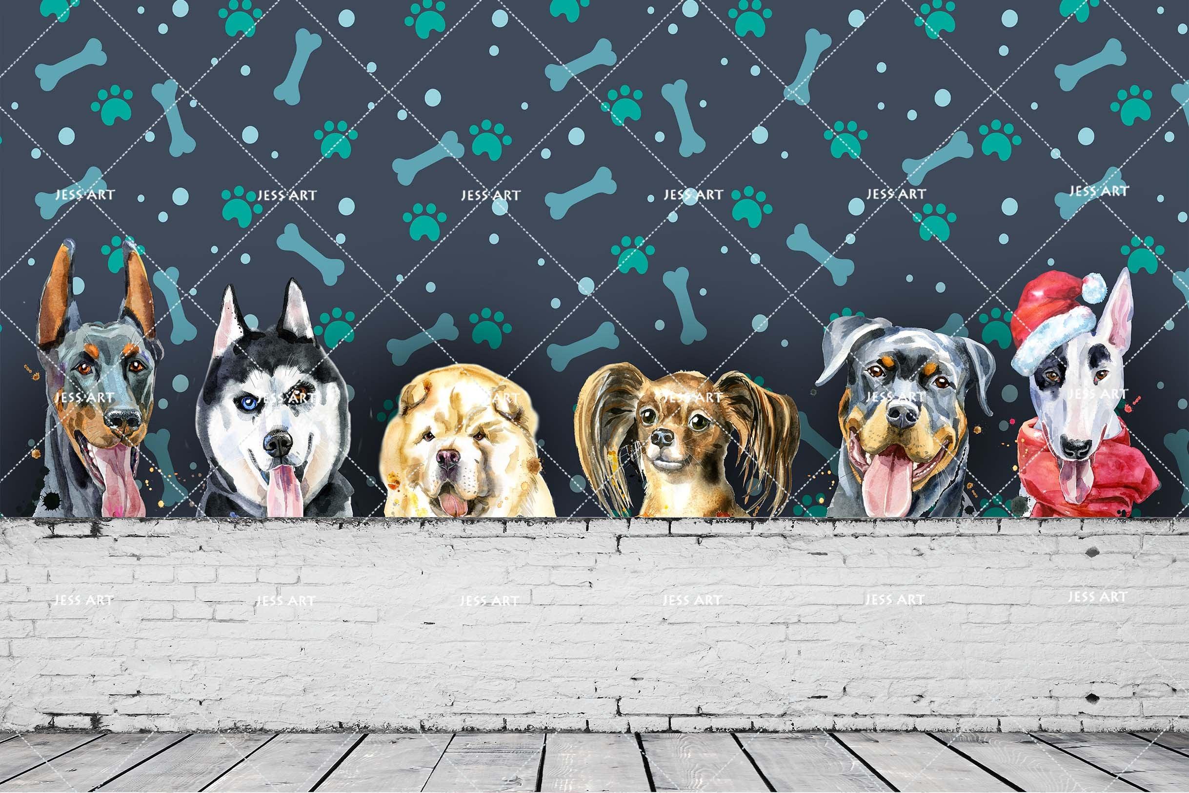 3D Different Dogs Wall Mural Wallpaper 04- Jess Art Decoration