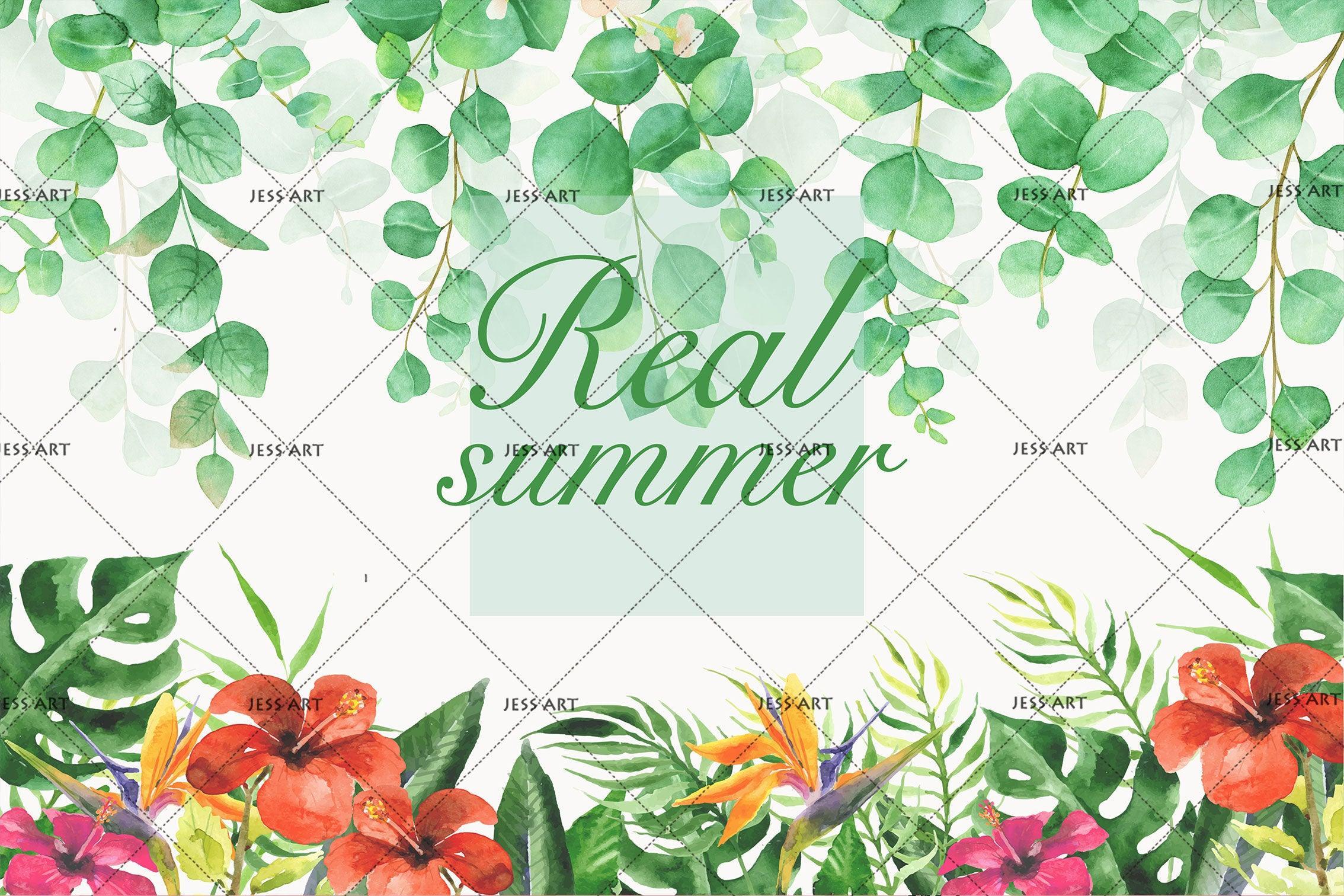 3D Watercolor Green Leaf Wall Mural Wallpaper LQH 69- Jess Art Decoration