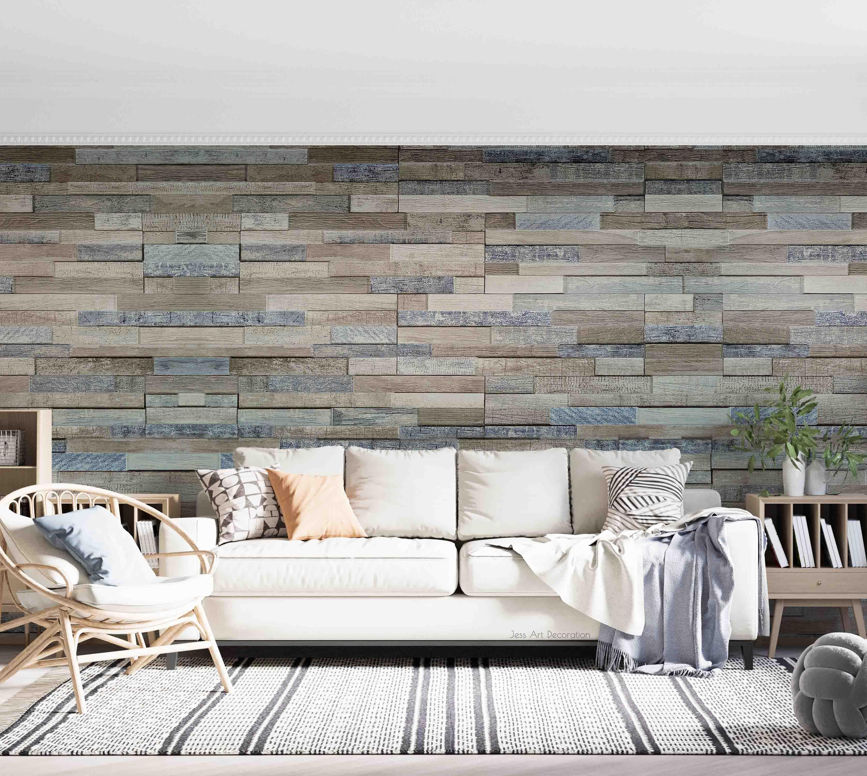 3D Abstract Geometric Wood Strips Background Wall Mural Wallpaper GD 3471- Jess Art Decoration