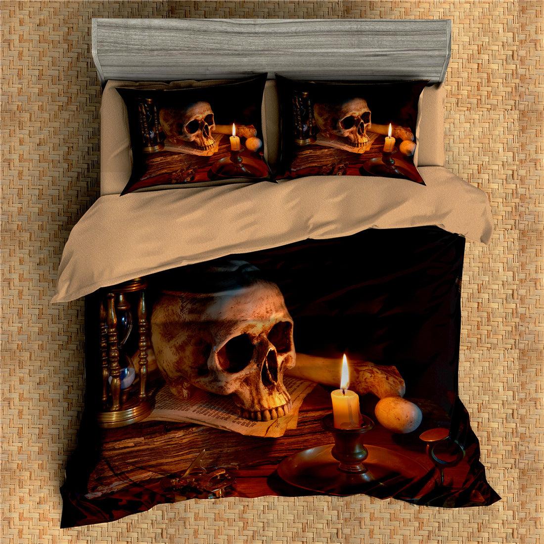 3D Skull Candle Quilt Cover Set Bedding Set Pillowcases 38- Jess Art Decoration