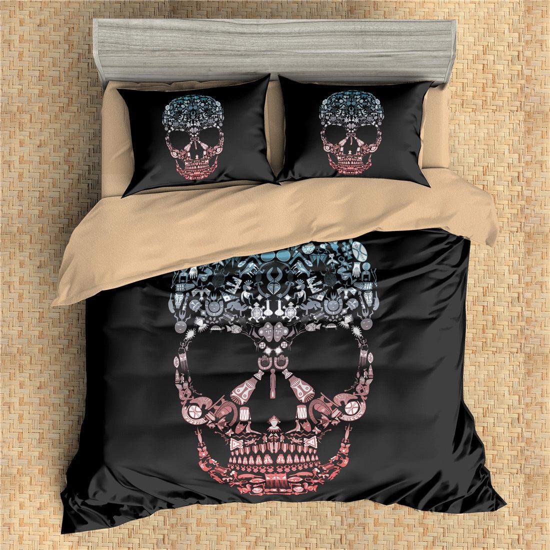 3D Black Skull Quilt Cover Set Bedding Set Pillowcases 41- Jess Art Decoration