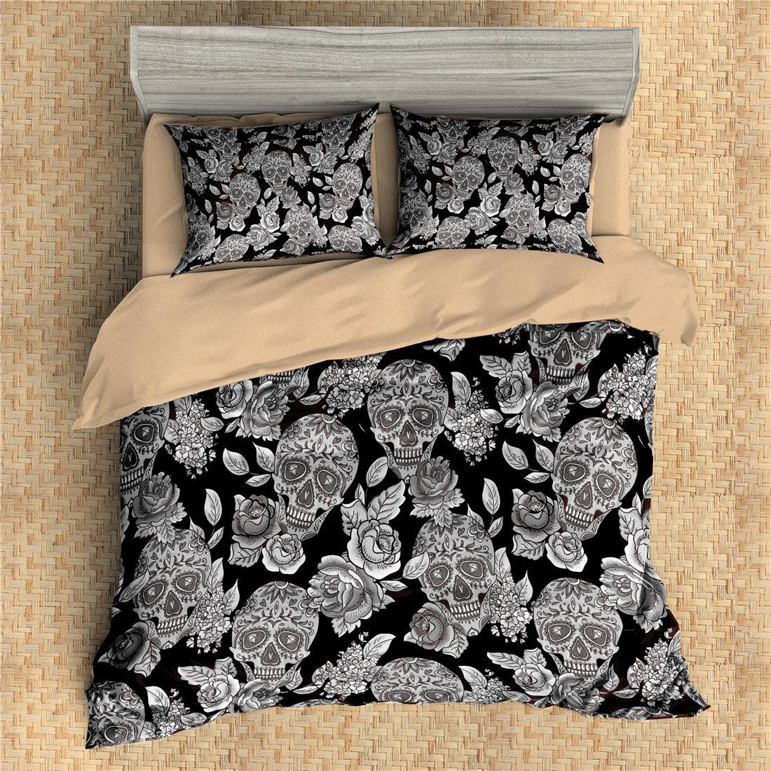 3D Skeleton Flower Quilt Cover Set Bedding Set Pillowcases 45- Jess Art Decoration
