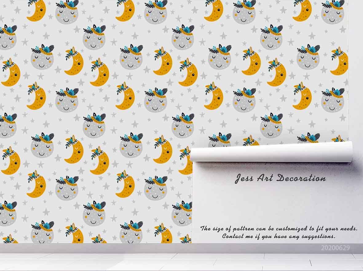 3D Cartoon Moon Star Wall Mural Wallpaper A396 LQH- Jess Art Decoration