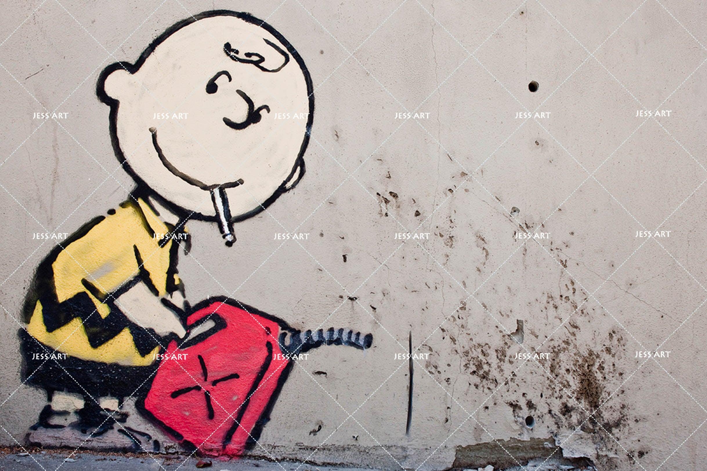 3D Banksy Mural Color Boy Refuel Wall Mural Wallpaper ZY D95- Jess Art Decoration