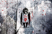 3D Black White Gorilla Banksy Murder Scene Red Blood Wall Mural Wallpaper ZY D122- Jess Art Decoration