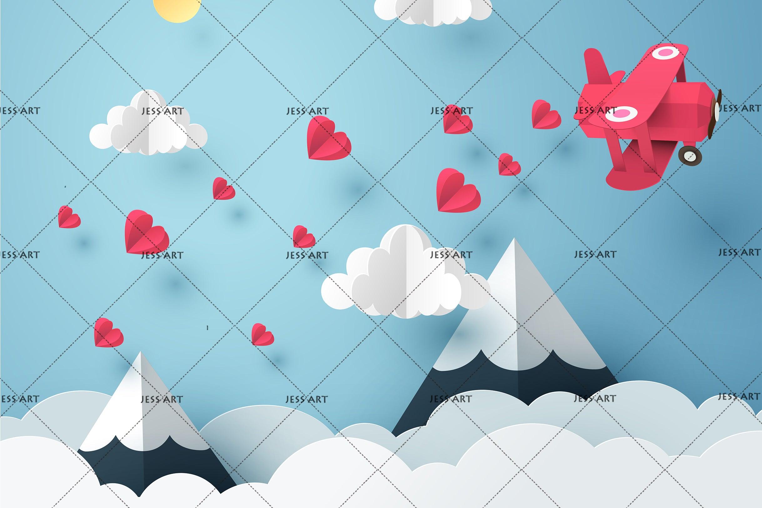 3D Cartoon Red Helicopter Wall Mural Wallpaper 74- Jess Art Decoration