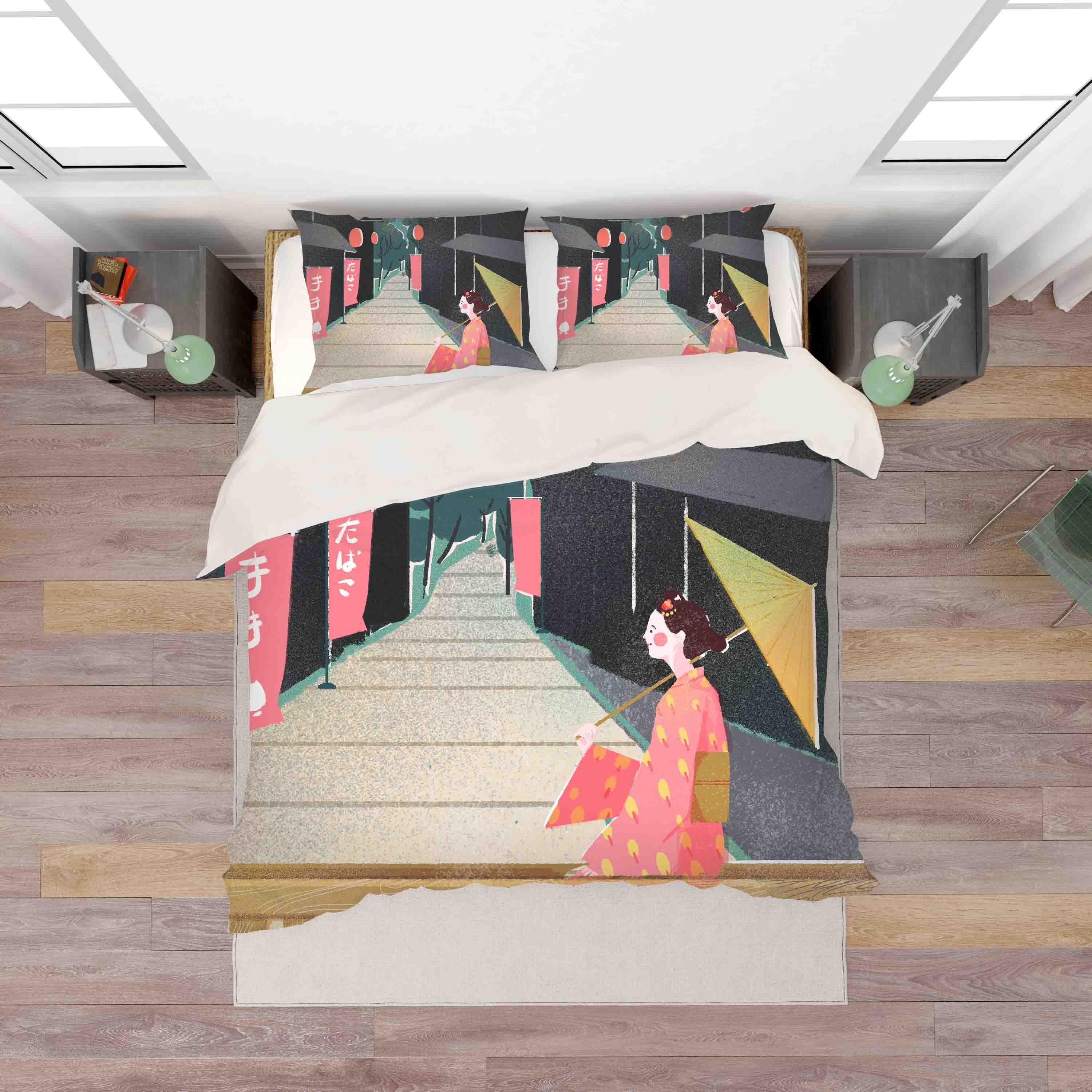 3D Abstract Japanese Beauty Quilt Cover Set Bedding Set Pillowcases 04- Jess Art Decoration