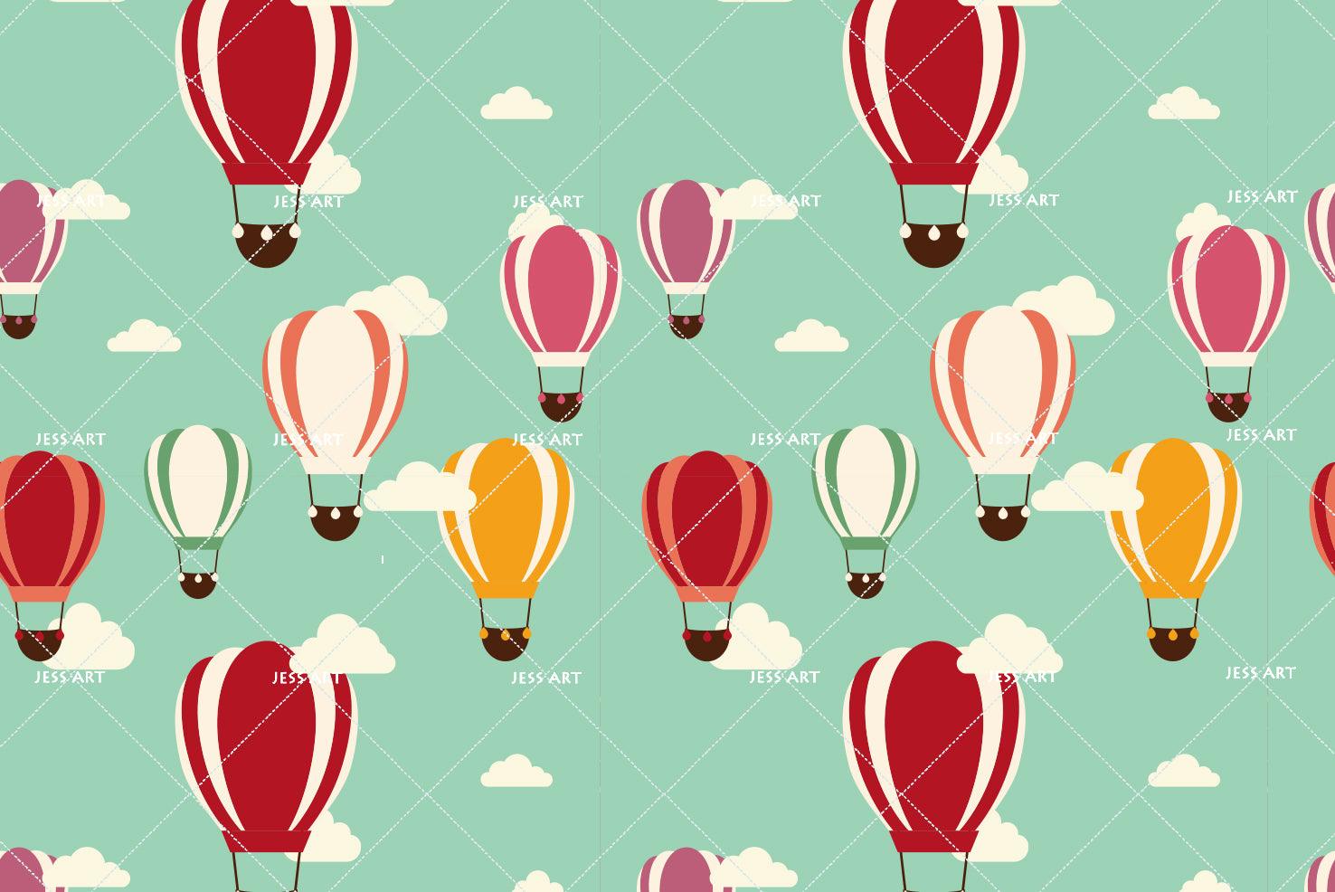 3D Hot Air Balloon Green Wall Mural Wallpaper 32- Jess Art Decoration