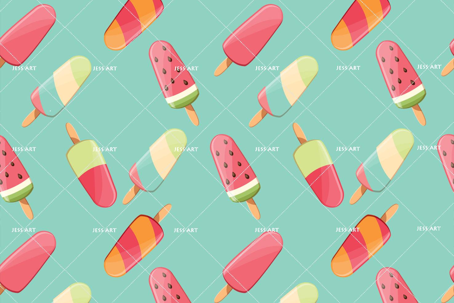 3D Ice Cream Green Wall Mural Wallpaper 34- Jess Art Decoration