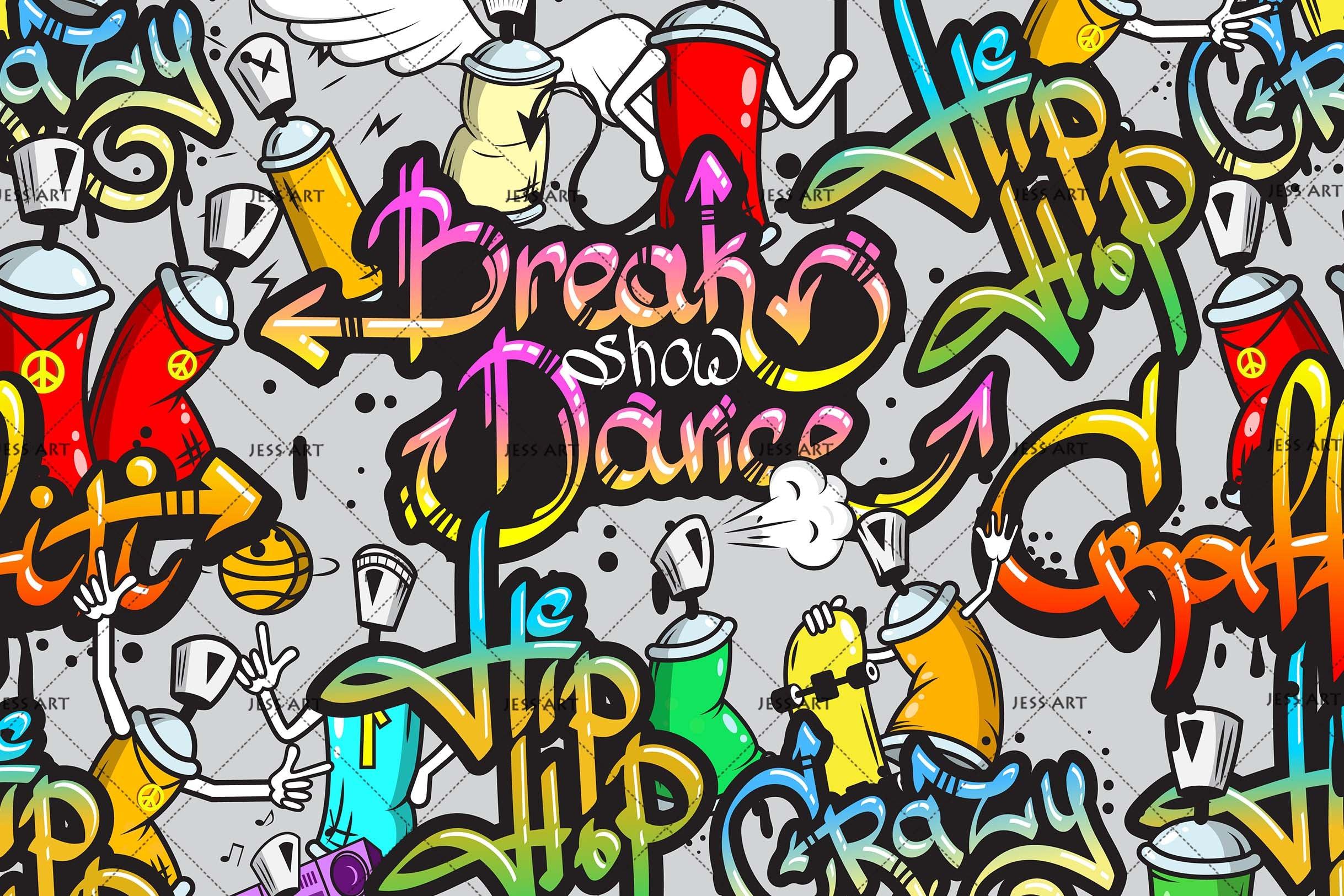 3D Spray Can Graffiti Break Dance Wall Mural Wallpaper SF08- Jess Art Decoration
