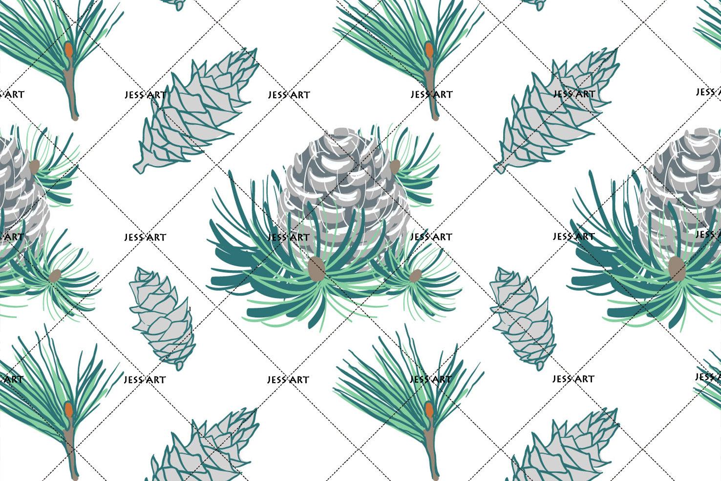 3D Green Leaf Pinecones Wall Mural Wallpaper 73- Jess Art Decoration