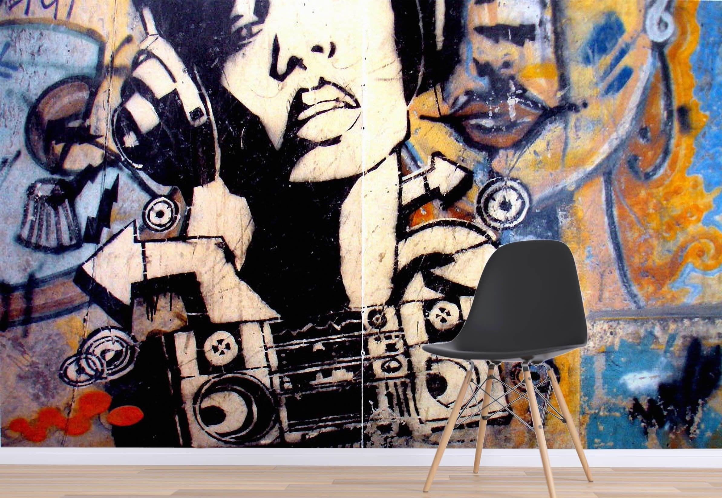 3D graffiti sound 111 wall murals- Jess Art Decoration