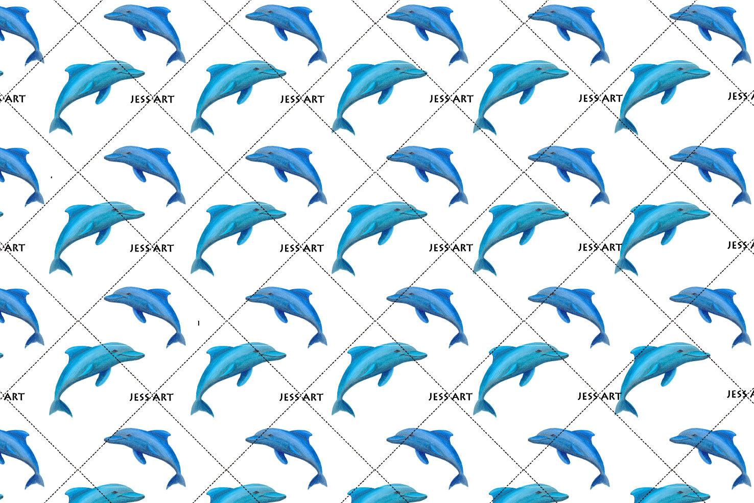 3D Blue Dolphin Wall Mural Wallpaper 84- Jess Art Decoration