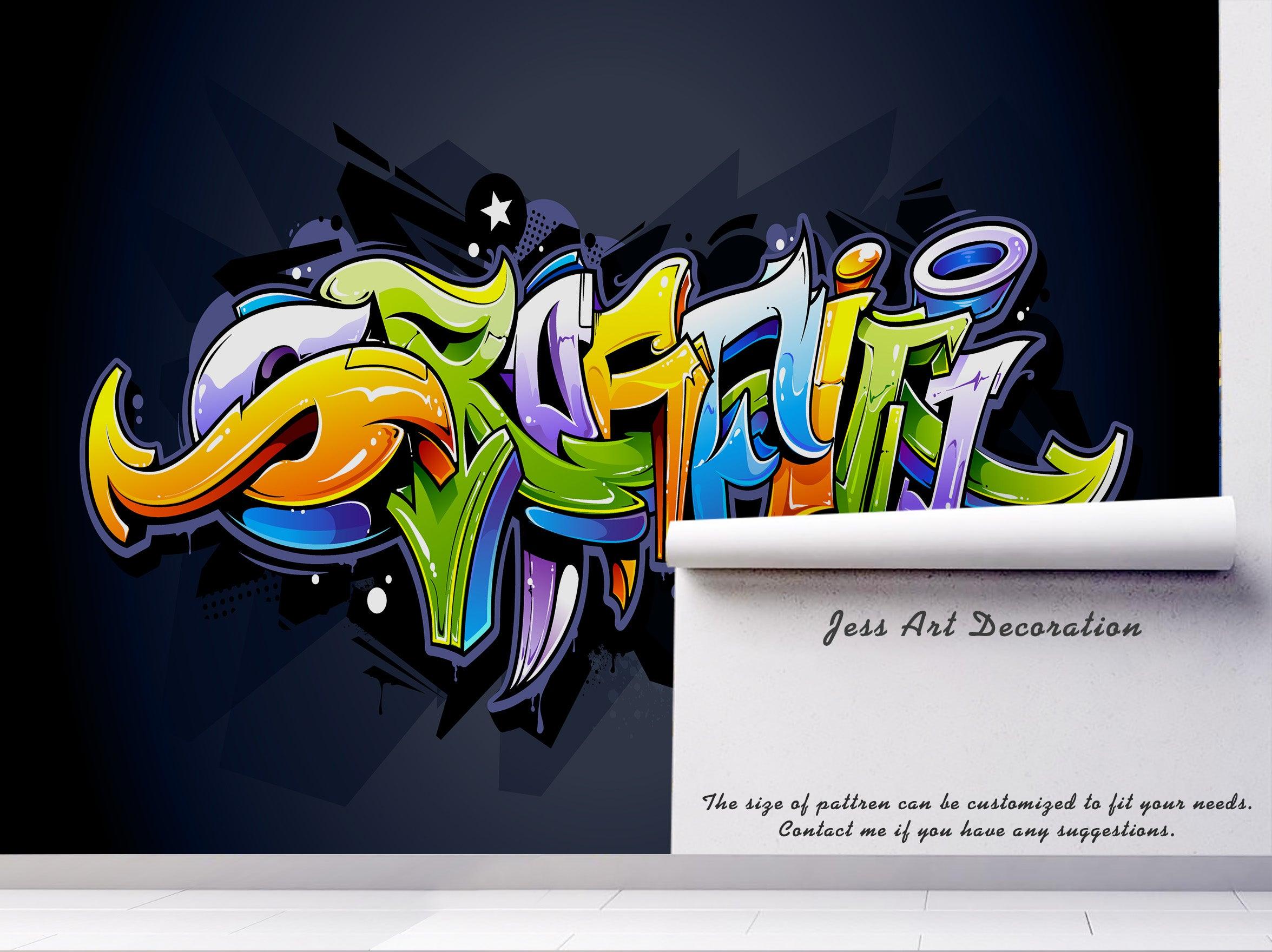 3D Abstract Colorful Slogan Graffiti Wall Mural Wallpaper 61- Jess Art Decoration