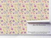 3D Hand Sketching Purple Floral Pattern Orange Wall Mural Wallpaper LXL 137- Jess Art Decoration