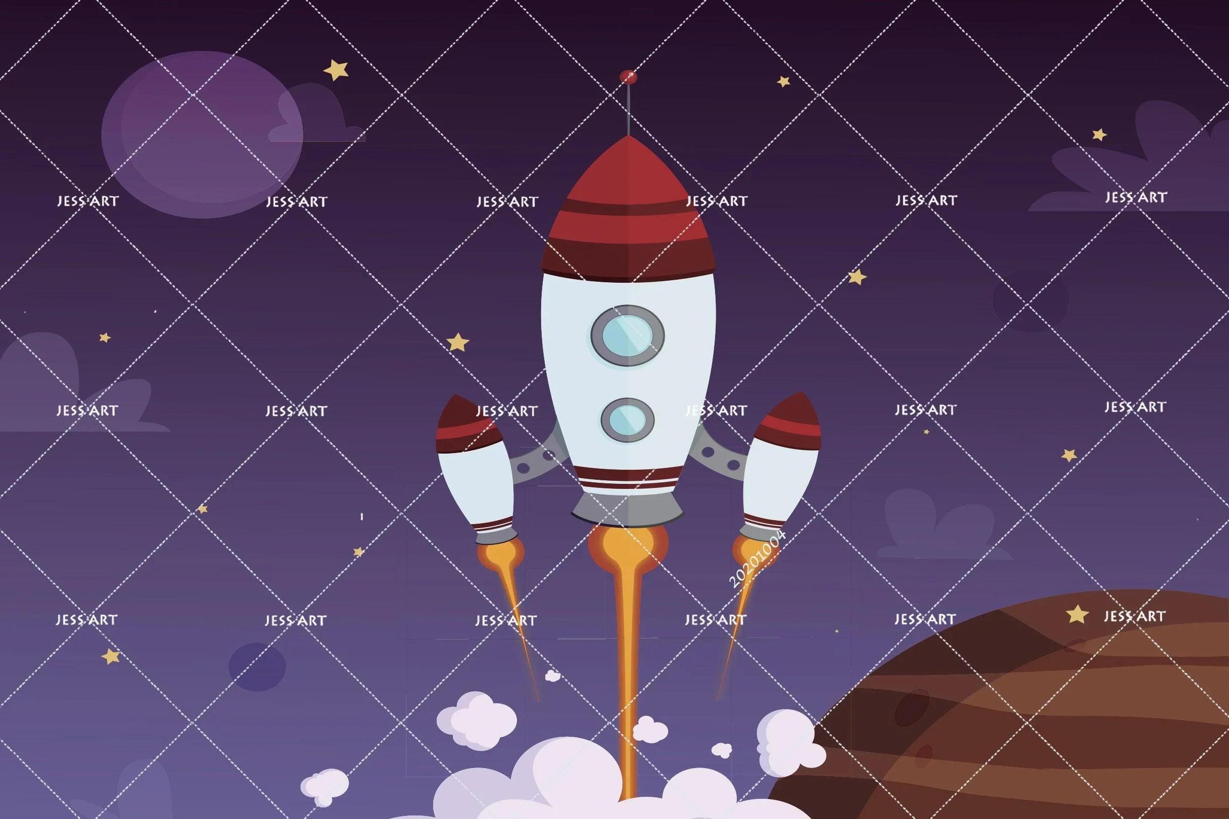 3D Cartoon Planet Astronaut Wall Mural Wallpaper WJ 3440- Jess Art Decoration