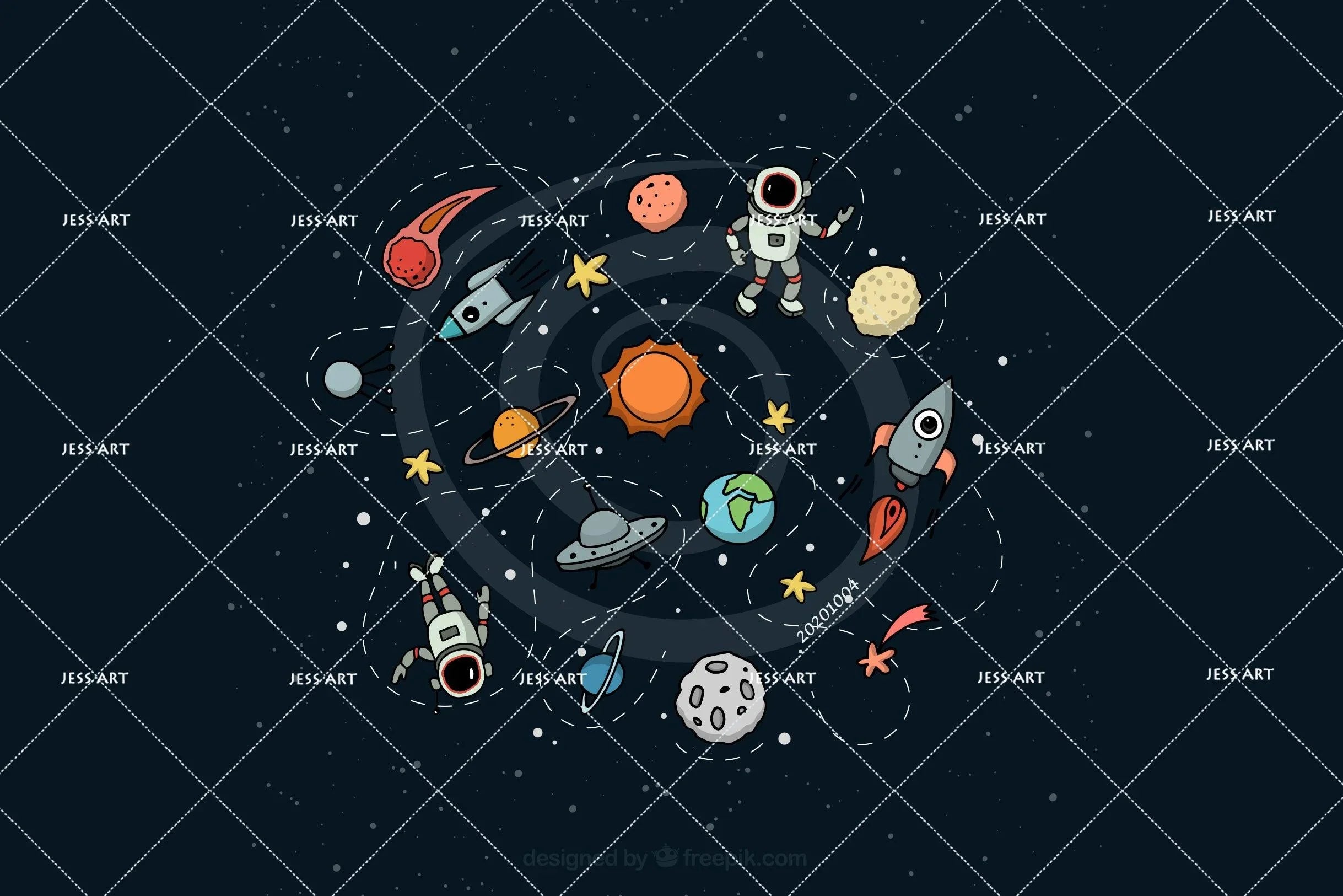 3D Cartoon Planet Astronaut Wall Mural Wallpaper WJ 1459- Jess Art Decoration