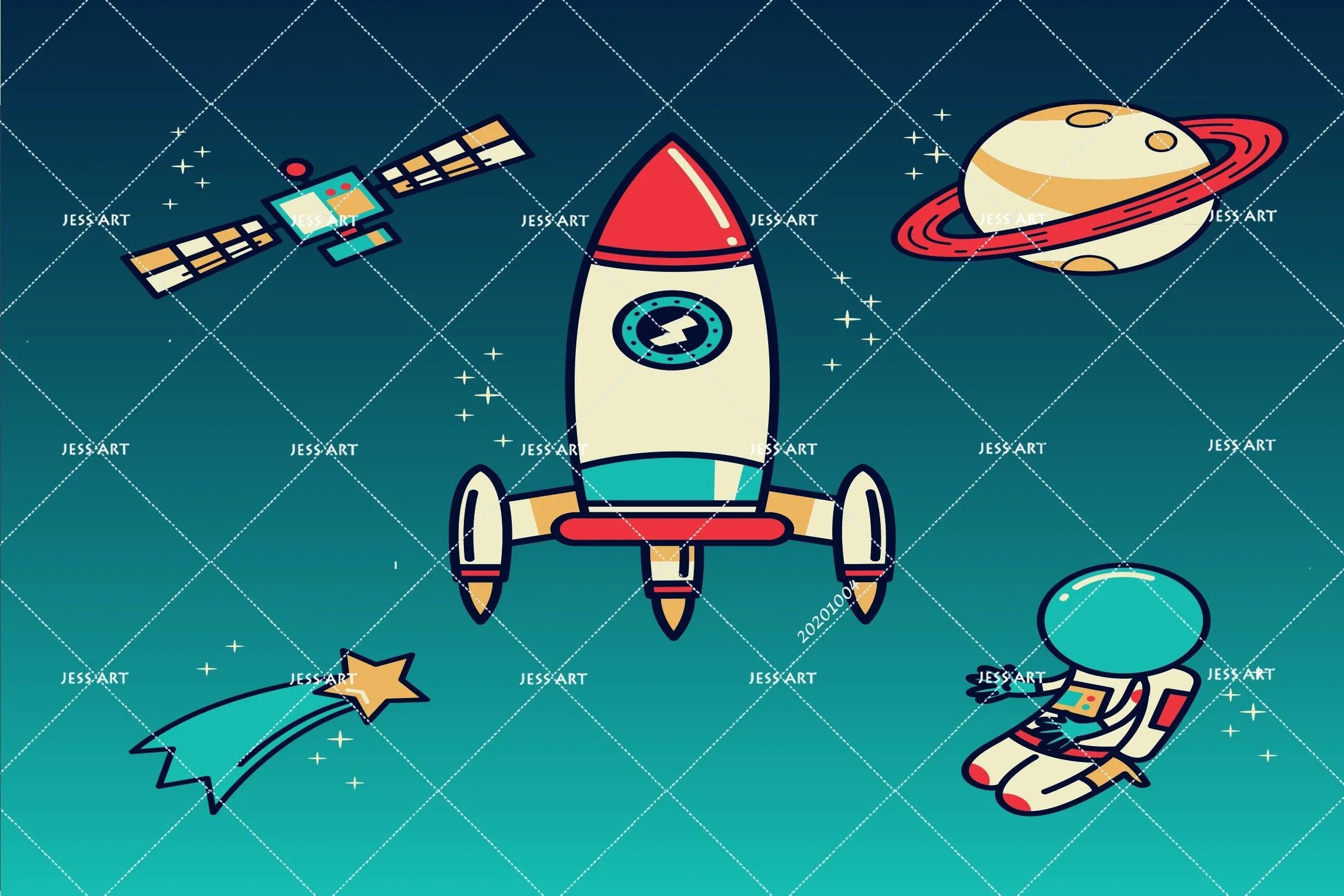 3D Cartoon Planet Astronaut Wall Mural Wallpaper WJ 1484- Jess Art Decoration