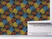 3D Hand Drawn Blue Leaves Plant Pattern Wall Mural Wallpaper LXL 243- Jess Art Decoration