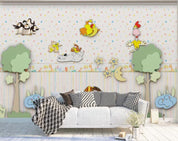 3D Cartoon Animal Dog Chicken Squirrel Penguin Plant Tree Moon Star Wall Mural Wallpaper LLL 1691- Jess Art Decoration