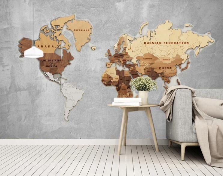 3D Map Brown Alphabet Wall Mural Wallpaper LLL 1618- Jess Art Decoration