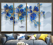 3D Blue Magnolia Boat Wall Mural Wallpaper 1555- Jess Art Decoration