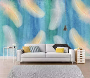3D Blue Feather Wall Mural Wallpaper 2284- Jess Art Decoration