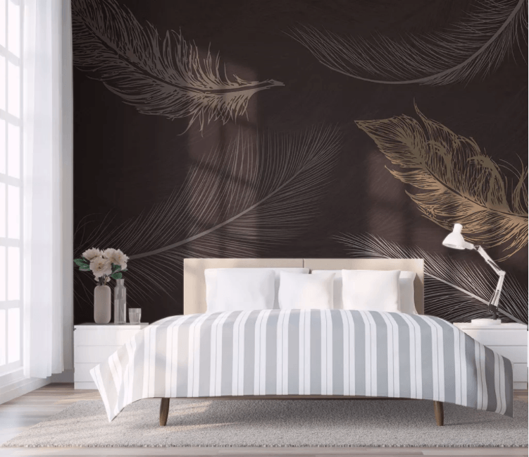3D Black Feather Wall Mural Wallpaper 1615- Jess Art Decoration