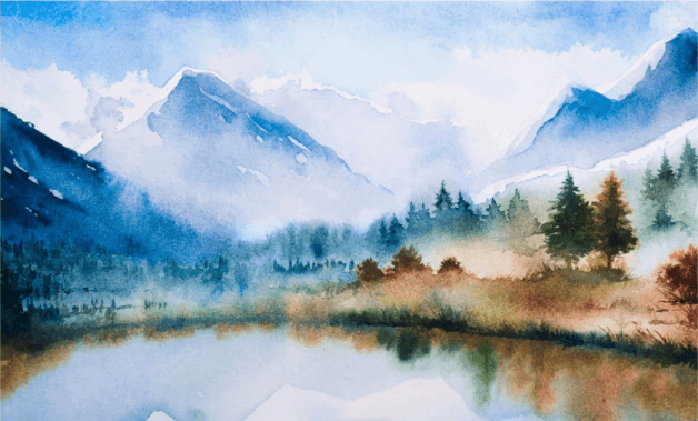 3D Blue Watercolor Forest Mountains Wall Mural Wallpaper 2018- Jess Art Decoration