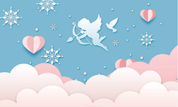 3D Blue Clouds Snowflake Cupid Heart Wall Mural Wallpaper 2022- Jess Art Decoration