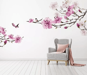 3D Pink Peach Blossom Bird Wall Mural Wallpaper 1372- Jess Art Decoration