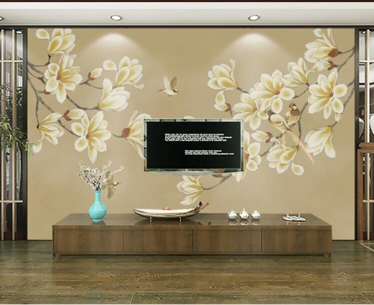 3D Magnolia Bird Wall Mural Wallpaper 1437- Jess Art Decoration