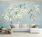 3D Blue Blossom Branch Bird Wall Mural Wallpaper 2428- Jess Art Decoration