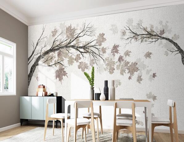 3D Maple Leaves Branch Wall Mural Wallpaper 1248- Jess Art Decoration