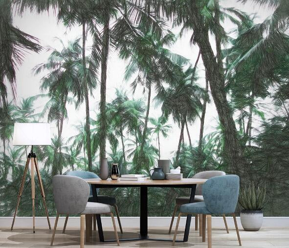 3D Tropical Coconut Tree Forest Wall Mural Wallpaper 1205- Jess Art Decoration