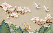3D Magnolia Bird Elk Mountains Wall Mural Wallpaper 1871- Jess Art Decoration